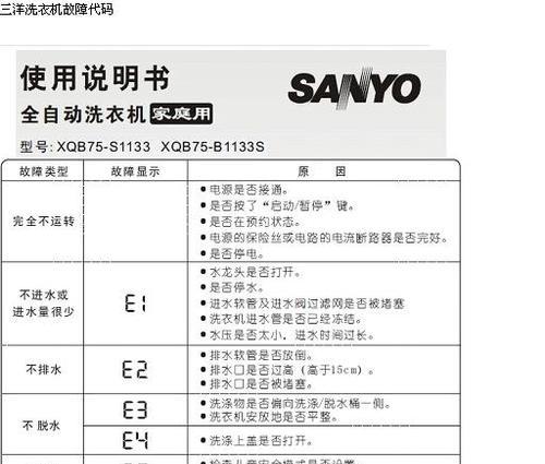 解读三洋波轮洗衣机E5故障代码（掌握处理方法）